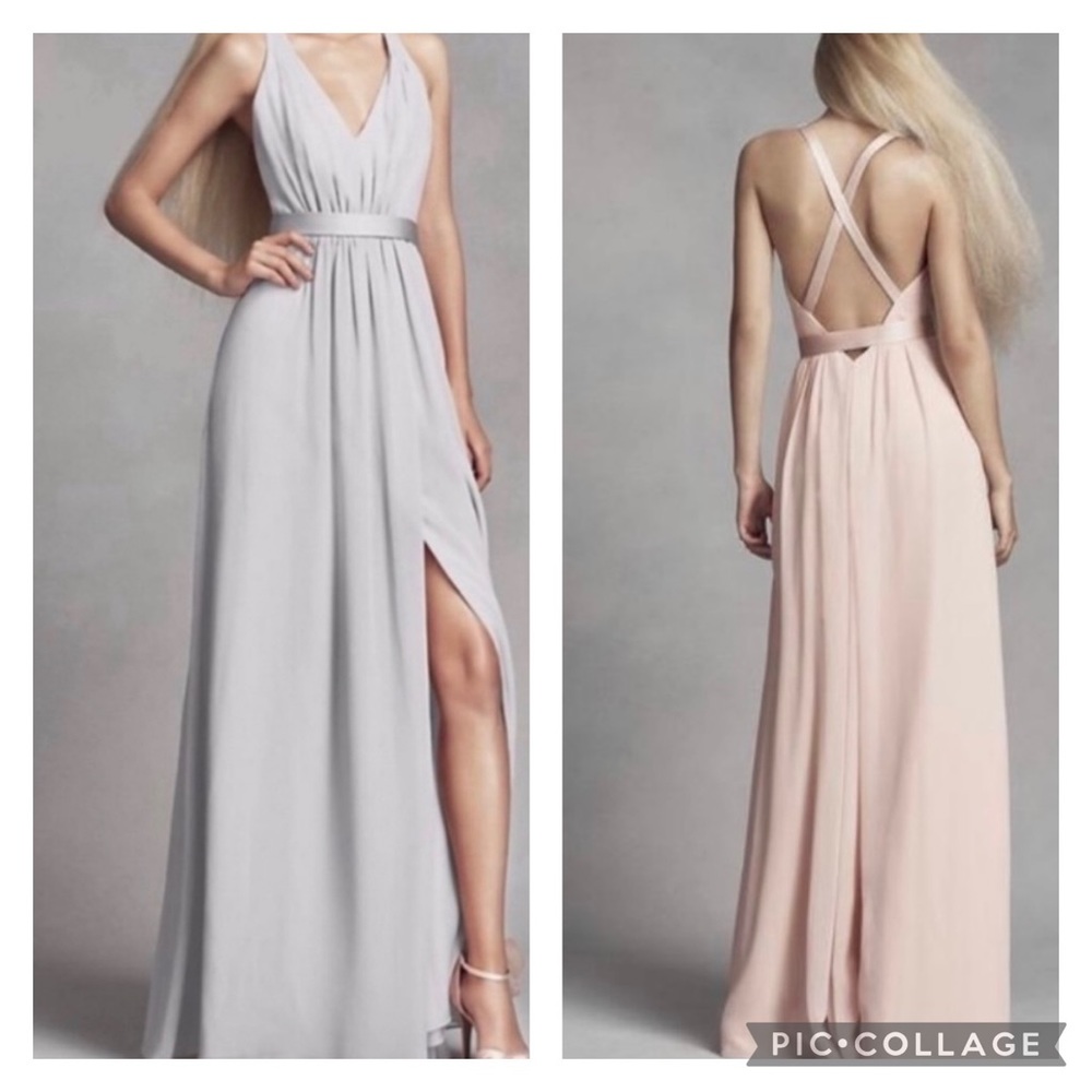Vera Wang “WHITE” Silver Lined Sleeveless Maxi Dress Size: 14